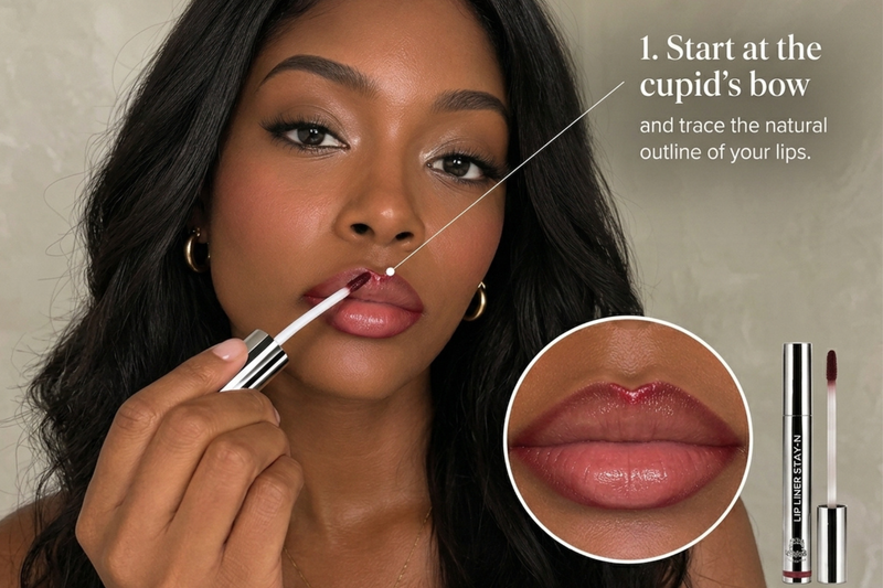 Defining the cupid's bow with Eternal Wear Lip Liner